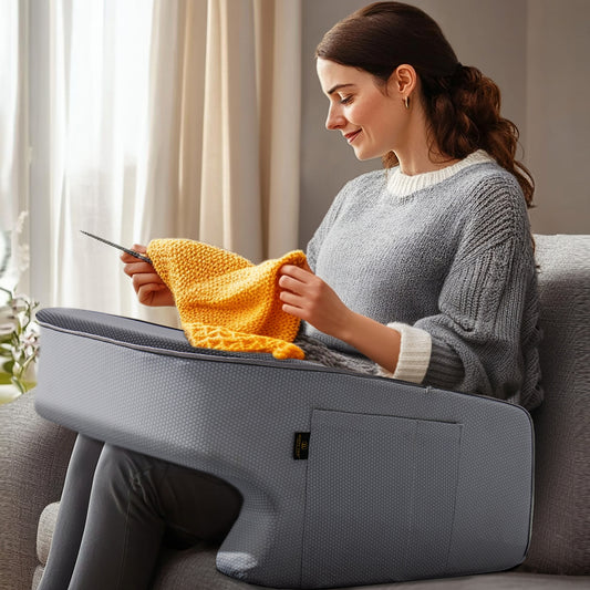 Lap Desk Pillow - Gaming Pillow, Reading Pillow, Laptop Desk for Bed, Couch Desk, Luxurious Lap Pillow Desk Supports Arms Shoulders Neck, Memory Foam.
