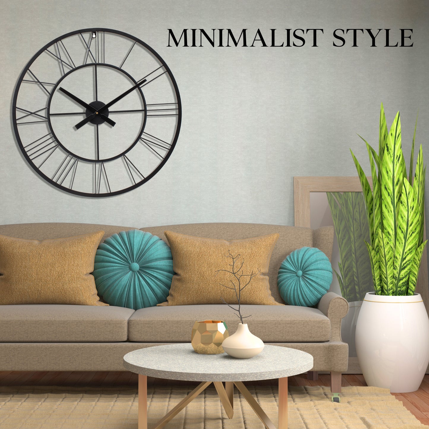 Extra Large Wall Clock 30 inches, Silent Wall Clocks for Living Room Decor, Black Clock, Kitchen Clock, Bedroom Decor, Indoor Or Outdoor Clock, 75cm