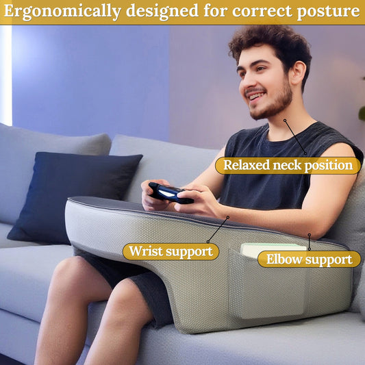 Lap Desk Pillow - Gaming Pillow, Reading Pillow, Laptop Desk for Bed, Couch Desk, Luxurious Lap Pillow Desk Supports Arms Shoulders Neck, Memory Foam.