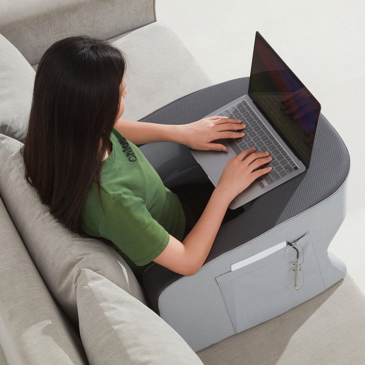 Lap Desk Pillow - Gaming Pillow, Reading Pillow, Laptop Desk for Bed, Couch Desk, Luxurious Lap Pillow Desk Supports Arms Shoulders Neck, Memory Foam.