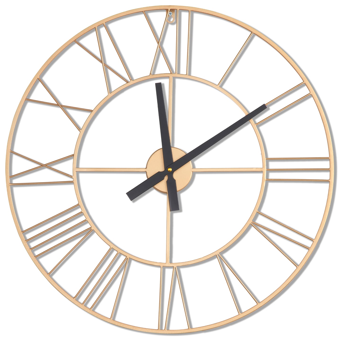 Large Wall Clock, Roman Numerals, Silent Wall Clocks for Living Room Decor, Easy to Read Kitchen Clock, Gold Wall Clock, 60cm