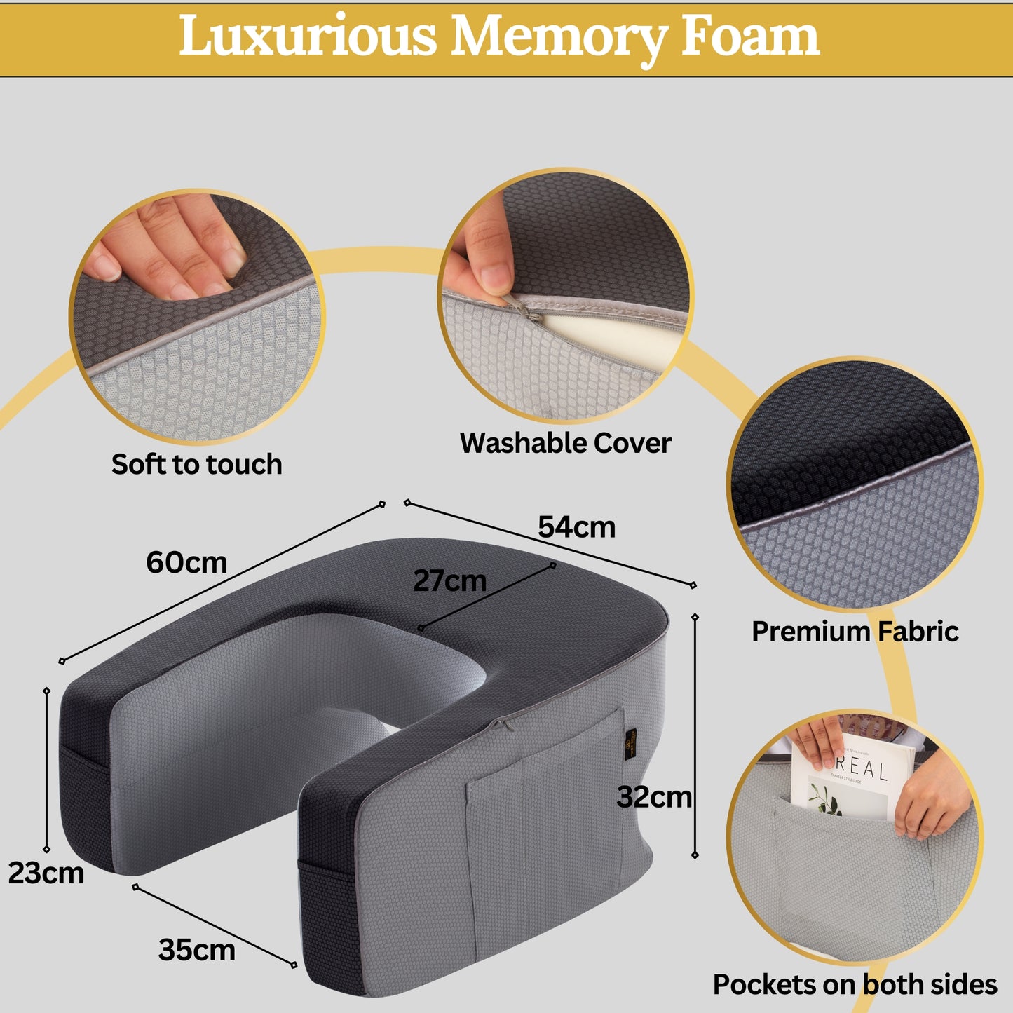 Lap Desk Pillow - Gaming Pillow, Reading Pillow, Laptop Desk for Bed, Couch Desk, Luxurious Lap Pillow Desk Supports Arms Shoulders Neck, Memory Foam.