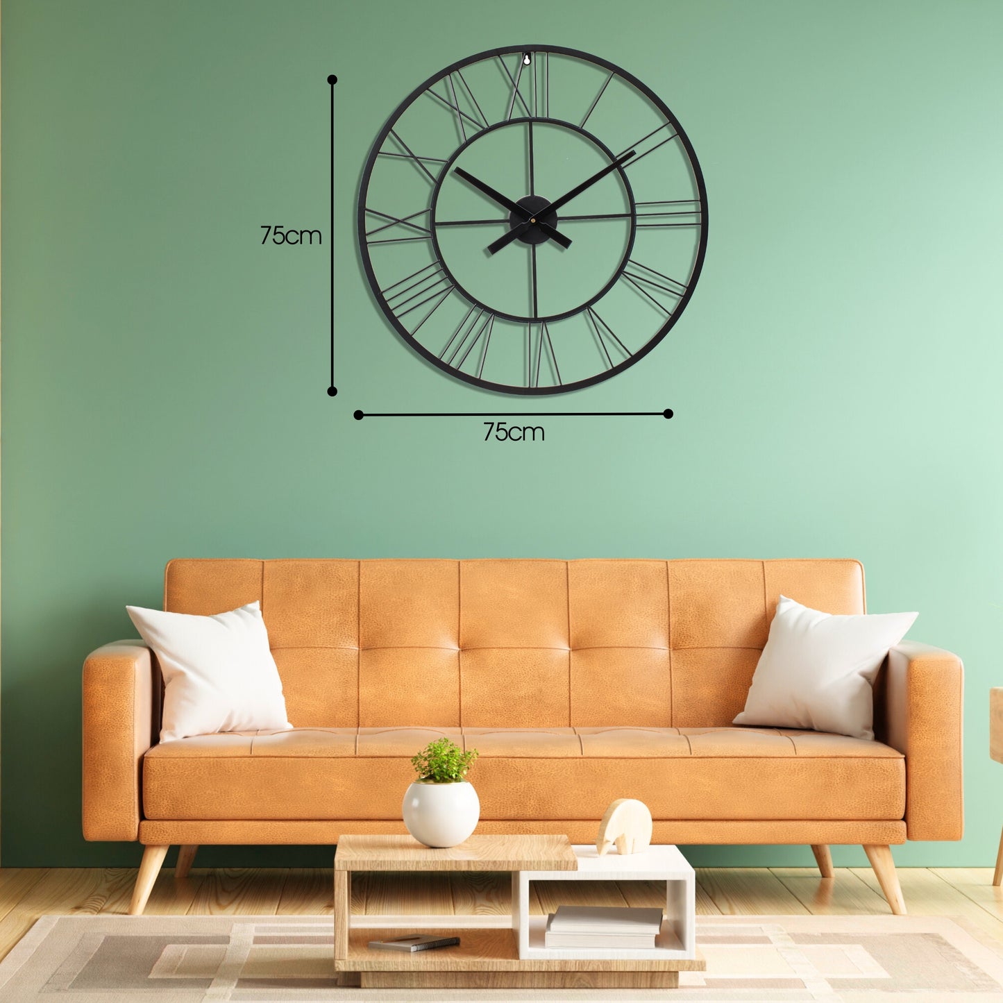 Extra Large Wall Clock 30 inches, Silent Wall Clocks for Living Room Decor, Black Clock, Kitchen Clock, Bedroom Decor, Indoor Or Outdoor Clock, 75cm