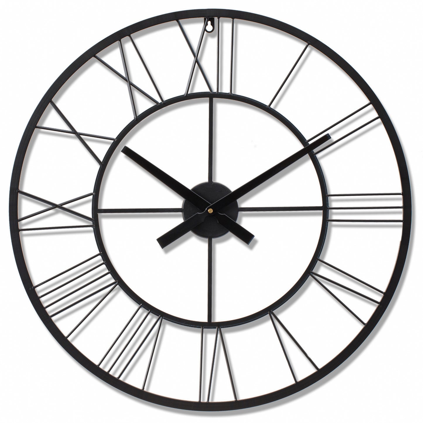 Large Wall Clock, Roman Numerals, Silent Wall Clocks for Living Room Decor, Easy to Read Kitchen Clock, Black Wall Clock, 60cm