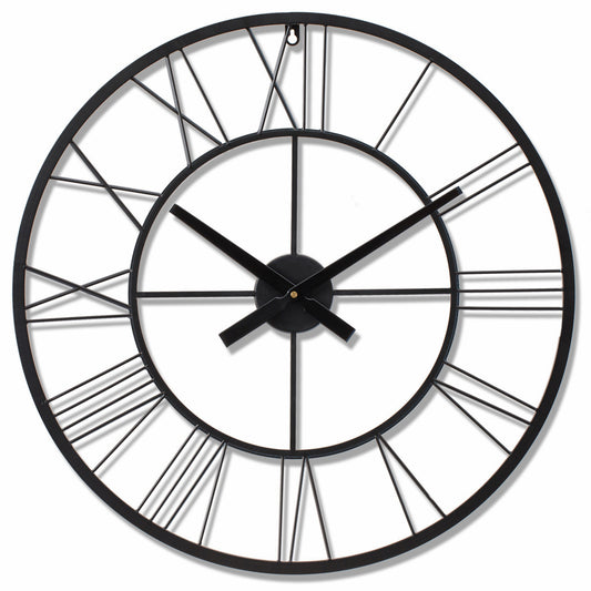 Large Wall Clock, Silent Wall Clocks for Living Room Decor, Black Clock, Easy to Read Kitchen Clock, Bedroom Decor, Indoor Or Outdoor Clock, 45cm