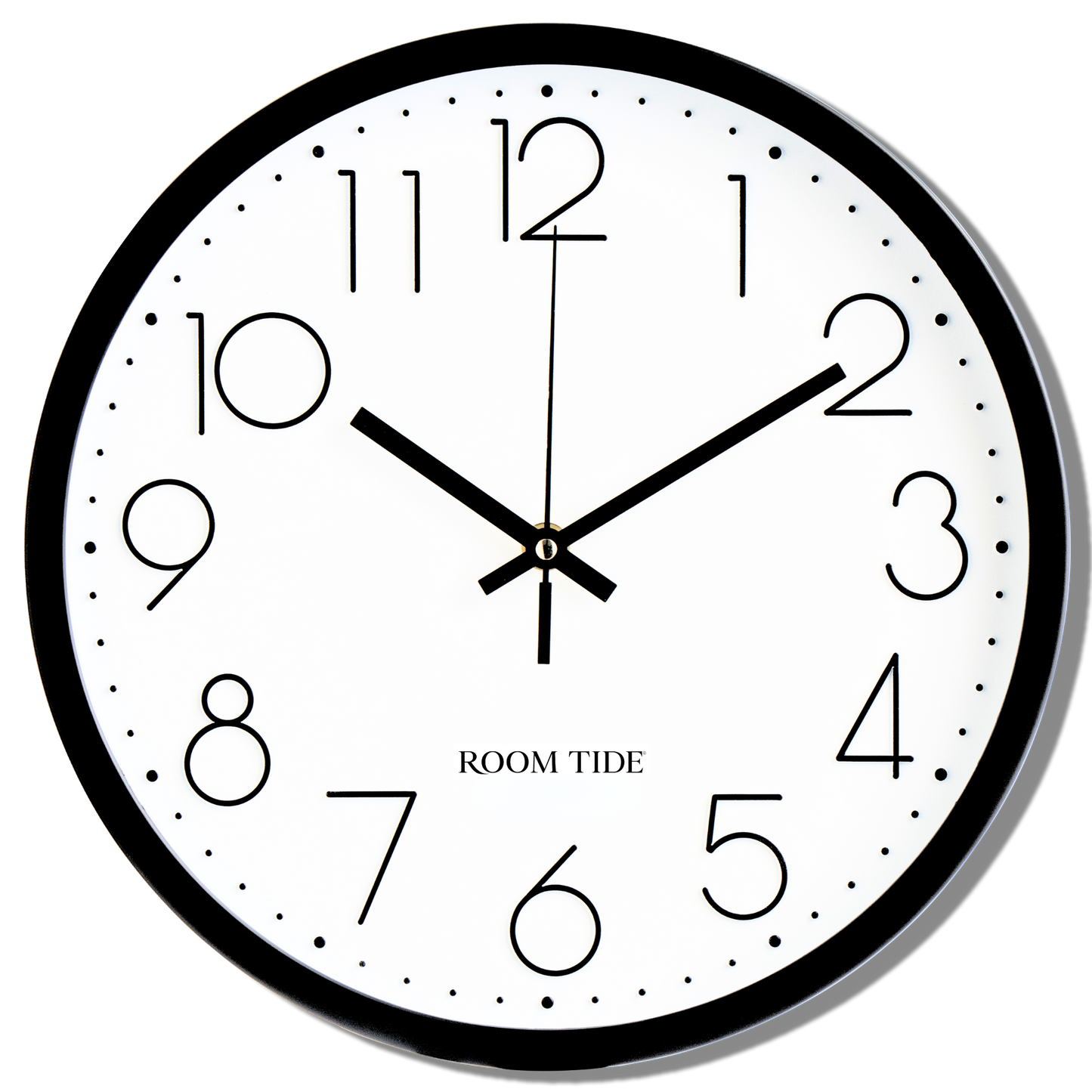 Room Tide Silent Wall Clock, Quartz Movement, Easy to Read for Kitchen, Living Room, Home Office, School - Black & White 30cm
