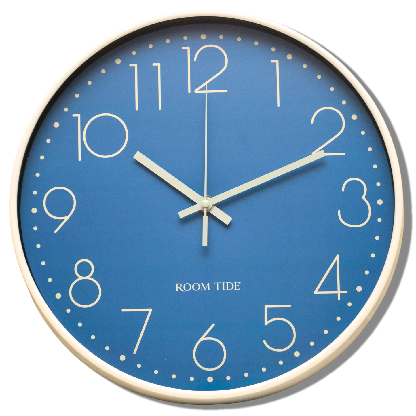 Room Tide Silent Wall Clock, Quartz Movement, Easy to Read for Kitchen, Living Room, Home Office, School - Aegean Blue 30cm