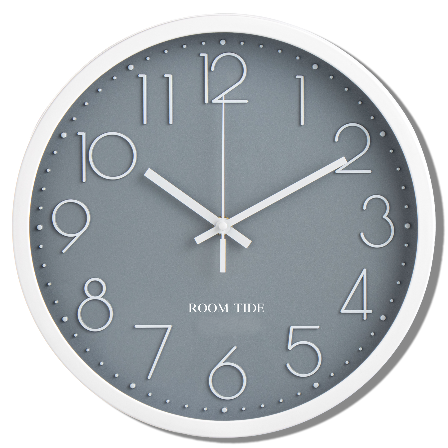 Room Tide Silent Wall Clock, Quartz Movement, Easy to Read for Kitchen, Living Room, Home Office, School - Grey 30cm