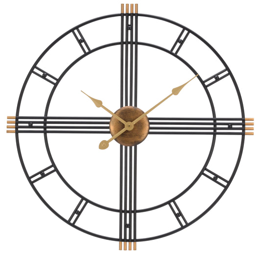 Room Tide, Large Wall Clock, Silent Wall Clocks for Living Room Decor, Kitchen Clock, Modern Decorative Wall Clock, Black & Gold Wall Clock, 45cm