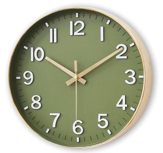 Room Tide Silent Wall Clock, Quartz Movement, Easy to Read for Kitchen, Living Room, Home Office, School - Olive Green 30cm